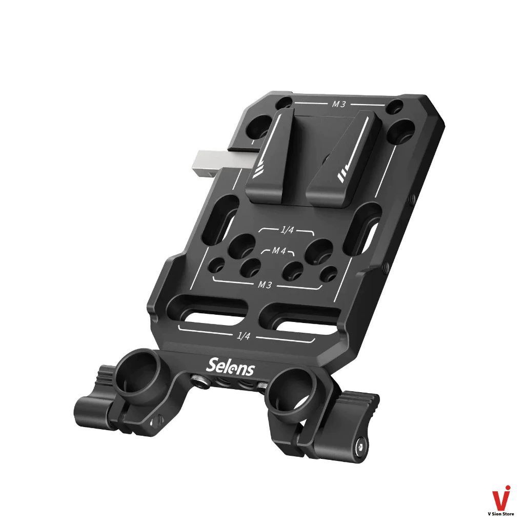 พร้อมส่ง Selens V-Mount Battery Plate with Dual 15mm Rod Clamps - รูปที่ 2