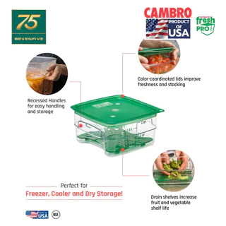 CAMBRO กล่องถนอมอาหารมีที่จับมีสเกลทนความร้อน โพลีคาร์บอนเนต รุ่น Fresh PRO CAM1-(2,4)SFSPROCW-135