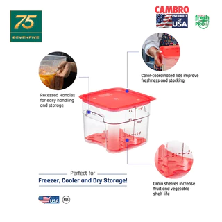 CAMBRO กล่องถนอมอาหารมีที่จับมีสเกลทนความร้อน โพลีคาร์บอนเนต รุ่น Fresh PRO