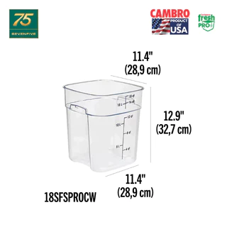 CAMBRO กล่องถนอมอาหาร กล่องเก็บวัตถุดิบ กล่องทนความร้อนสี่เหลี่ยม โพลีคาร์บอนเนต 12,18,22 SFSPROCW-135