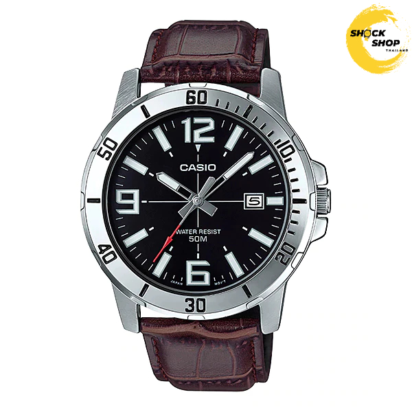 CASIO นาฬิกาข้อมือผู้ชาย รุ่น MTP-VD01L สายหนัง กันน้ำ 50เมตร คาสิโอ