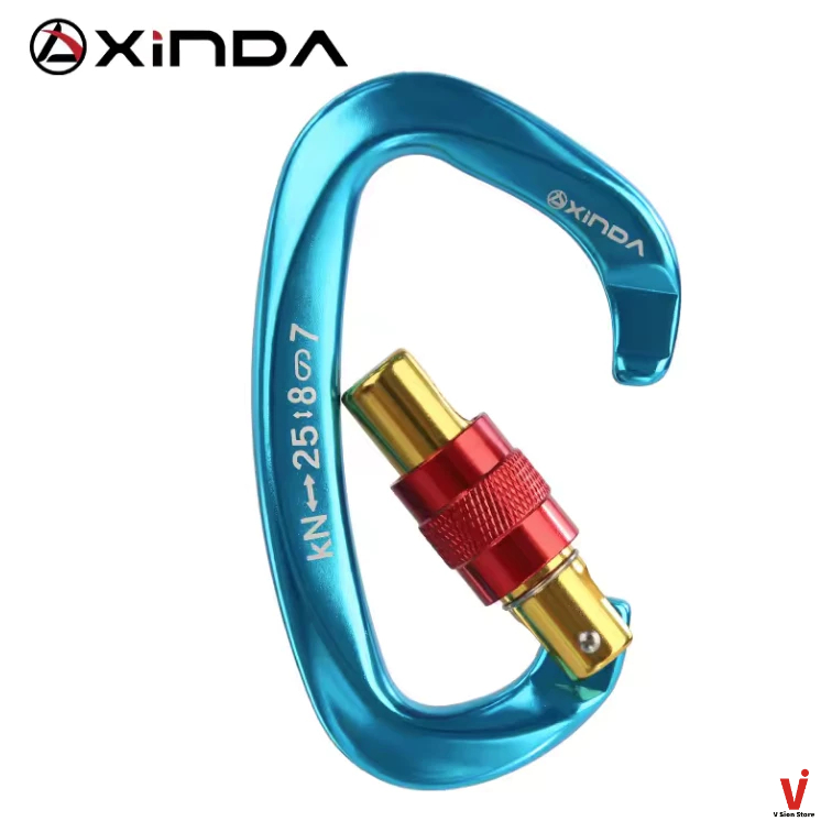 พร้อมส่ง Xinda 25KN D-shape Professional Carabiner Screw Locking Gate Carabiner - รูปที่ 3