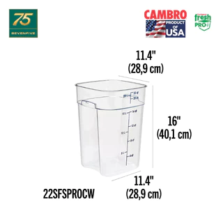 CAMBRO กล่องถนอมอาหาร กล่องเก็บวัตถุดิบ กล่องทนความร้อนสี่เหลี่ยม โพลีคาร์บอนเนต 12,18,22 SFSPROCW-135