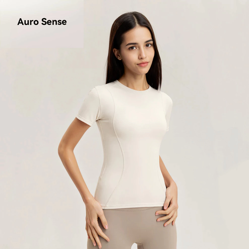 Auro Sense Yoga เสื้อยืด ระบายอากาศได้ดีและแห้งเร็วเหมาะสำหรับการวิ่งแขนสั้น