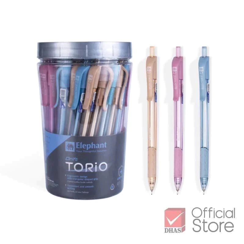 Elephant ปากกาลูกลื่น รุ่น Drift Torio (ดริฟท์ โทริโอะ) 0.7 มม. หมึกน้ำเงิน - กระปุก 50 ด้าม