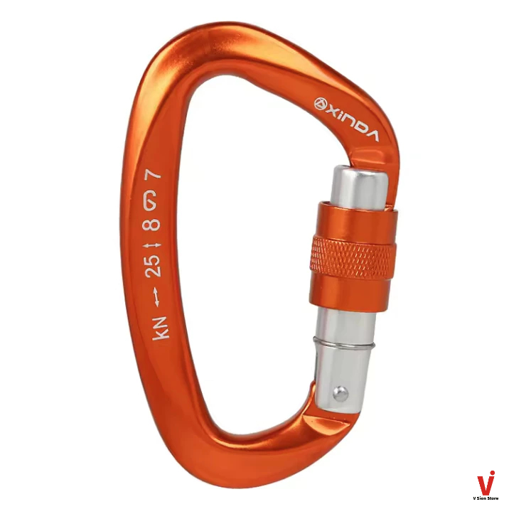 พร้อมส่ง Xinda 25KN D-shape Professional Carabiner Screw Locking Gate Carabiner - รูปที่ 4