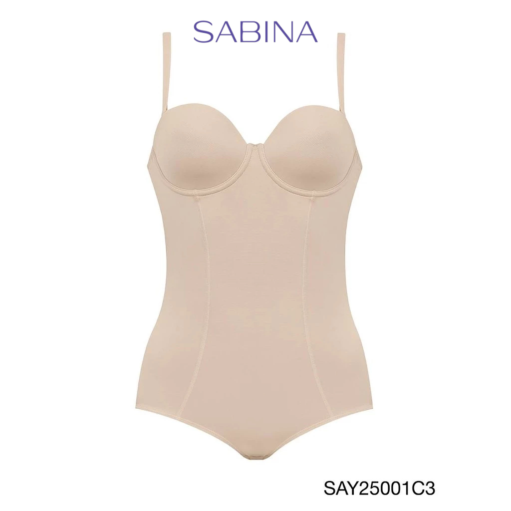 Sabina บอดี้สูทกระชับสัดส่วน มีโครง Medium Support รหัส SAY25001C3 - สีเนื้อเข้ม