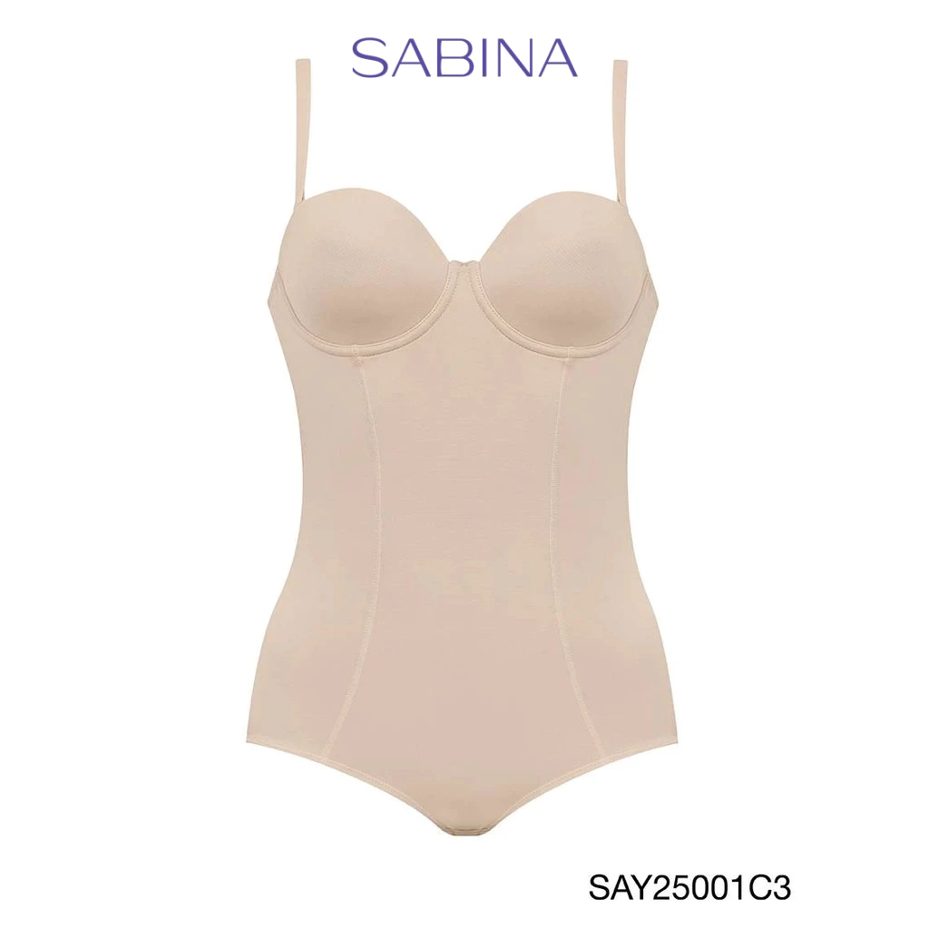 Sabina บอดี้สูทกระชับสัดส่วน มีโครง Medium Support รหัส SAY25001C3 - สีเนื้อเข้ม