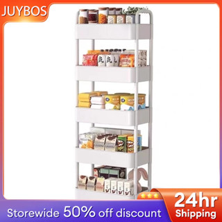 JUYBOS ชั้นวางของพลาสติกแบบเคลื่อนย้ายได้ โครงสแตนเลส มาพร้อ…