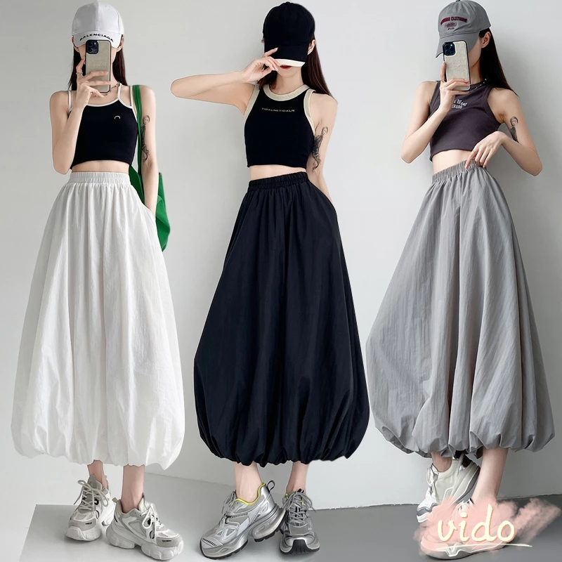 ฤดูร้อน High-end กระโปรง Elastic High เอว A-Line กระโปรงยาวผู้หญิงเผ็ดสาว Bud กระโปรง VIDO