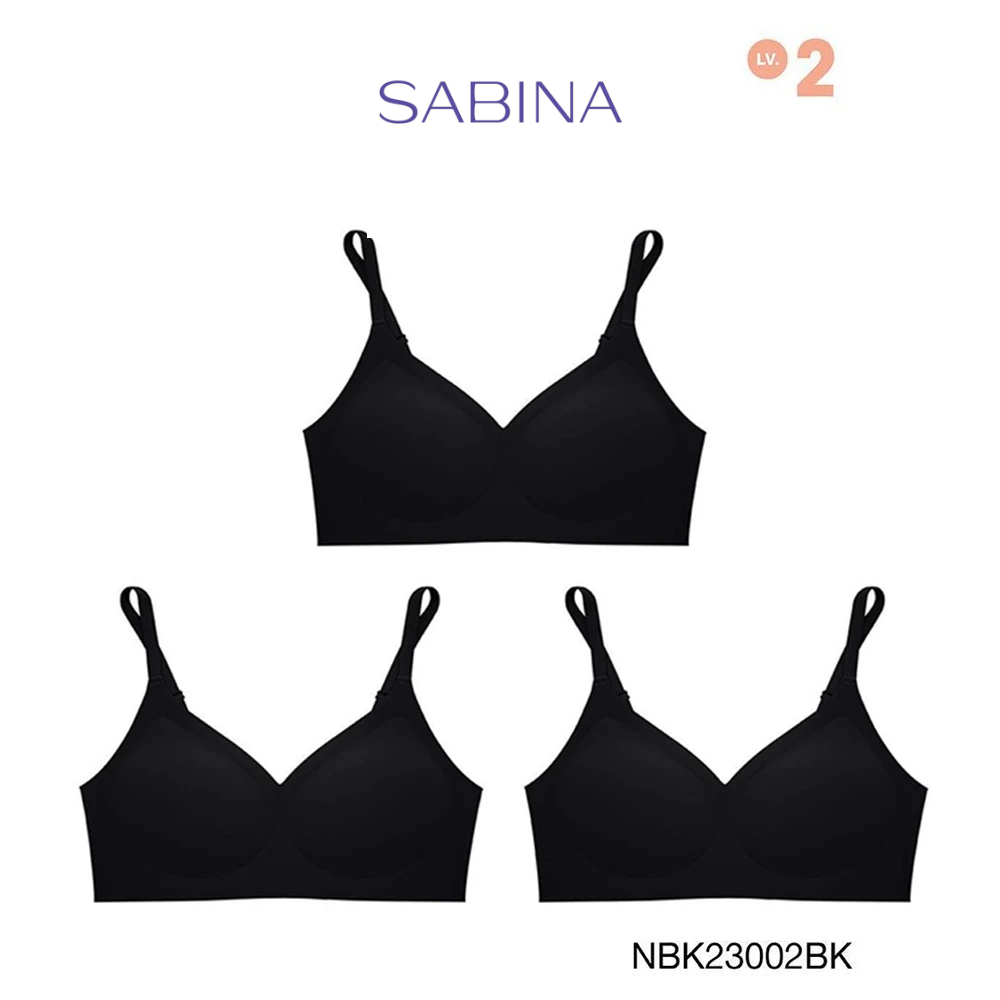 [Online Exclusive]Sabina Soft Collection (Set 3 ชิ้น) Level 2 เสื้อชั้นใน ไร้โครง รหัส NBK23002BK - 