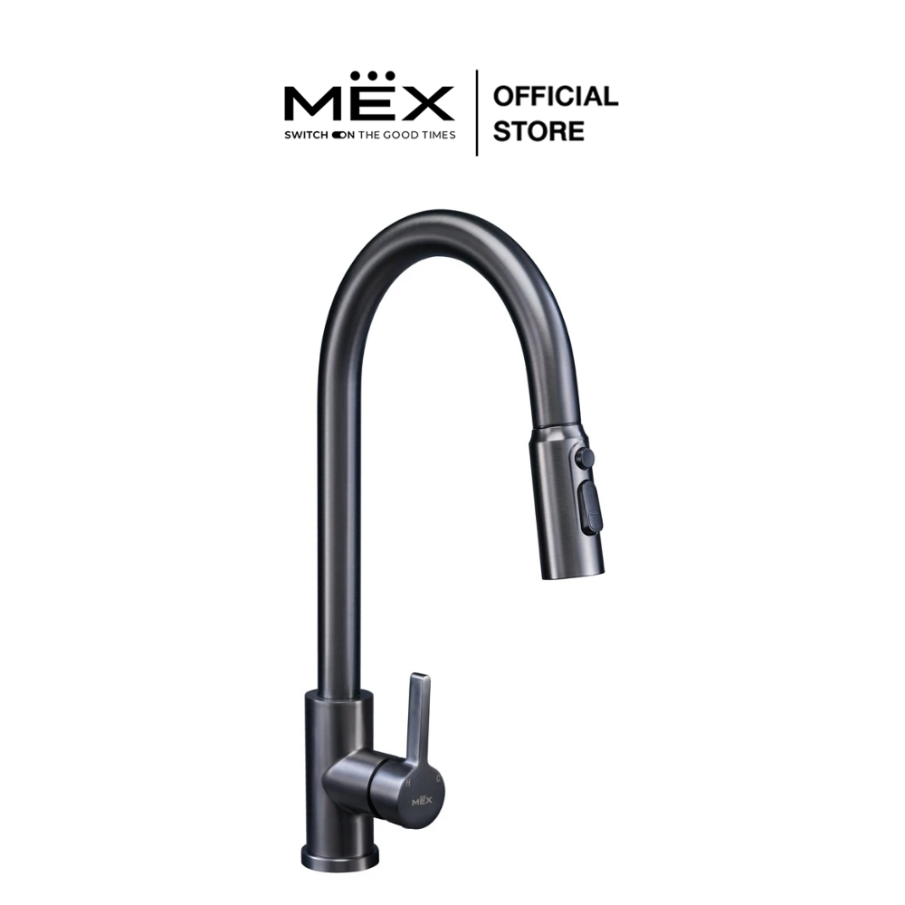 MEX ก๊อกผสมน้ำร้อน-เย็น สามารถปรับสายน้ำได้ 3 แบบ รุ่น TMS03GM ชนิดติดตั้งบนเคาน์เตอร์ (สี Grey Metal)