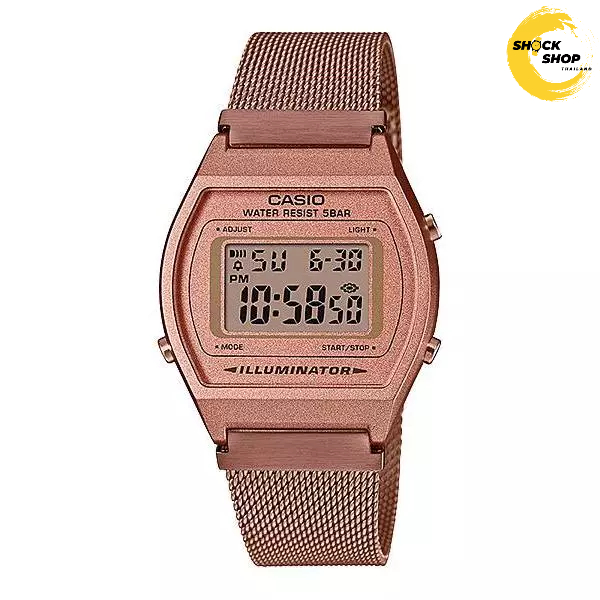 CASIO นาฬิกาผู้หญิง รุ่น B640WMR-5A สายตาข่ายสเตนเลสสตีล สีโรสโกลด์ คาสิโอ