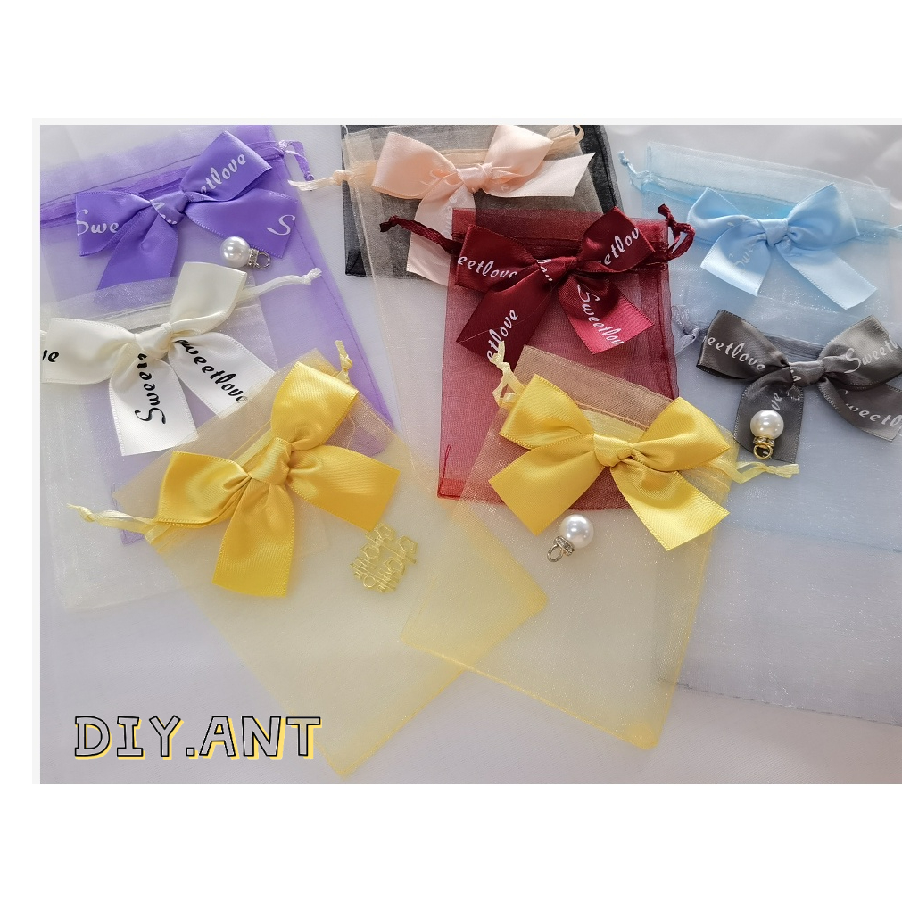 💐DIY💐ถุงผ้าแก้ว ขนาด 9x12cm ใส่ของชำร่วย ผ้าตะข่าย ใส่เครื่องประดับ พร้อมส่ง