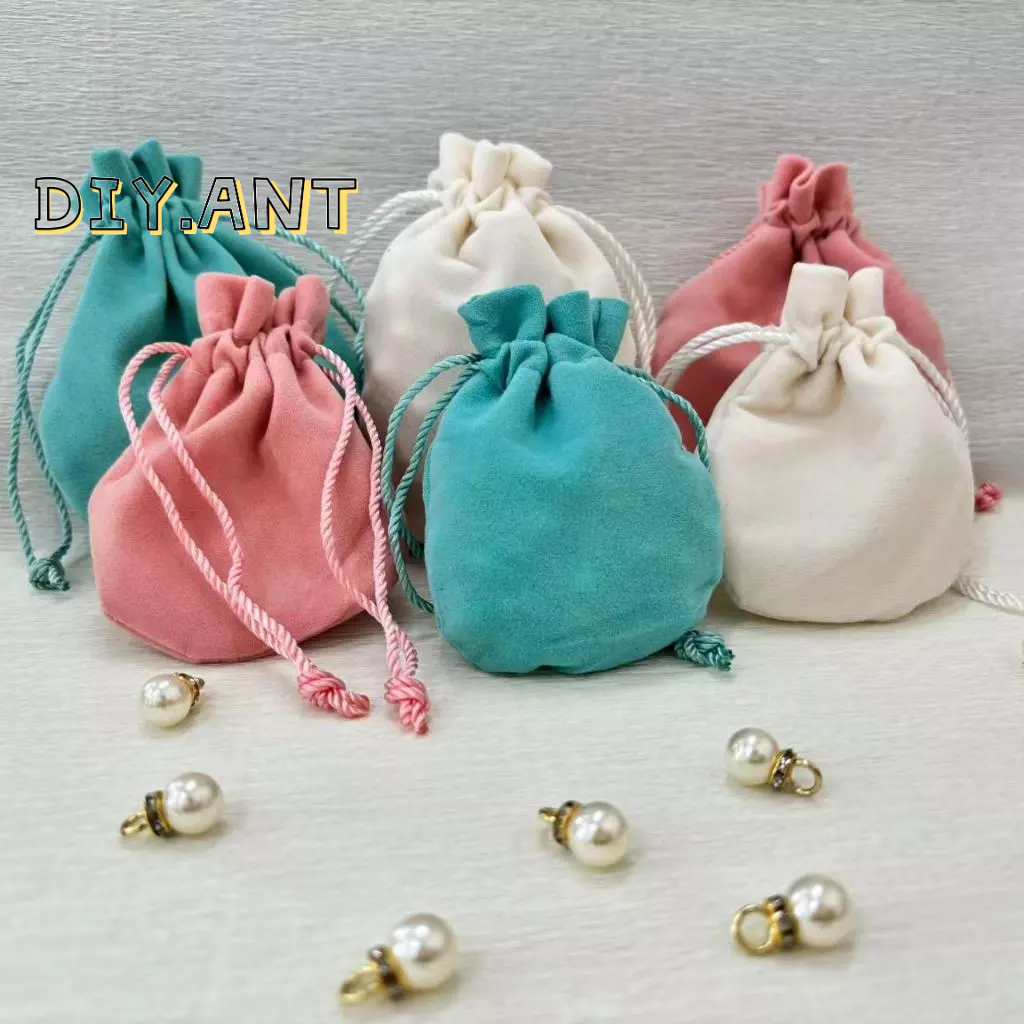 💐DIY💐 ถุงผ้า หูรูด กำมะหยี่ ทรงก้นหอย มี 2 ขนาด (สินค้พาร้อมส่ง)