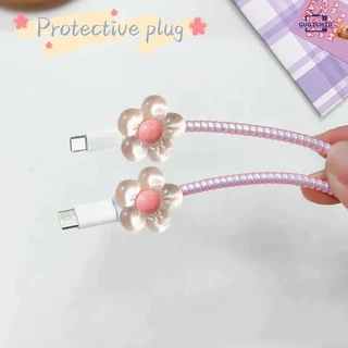 Android Type-C สายกัดสายชาร์จ Line Wrapper Organizer 4PCS ชุด Soft TPU Cover Shell เลเซอร์เกลียวอุปกรณ์เสริมสําหรับIP-gu