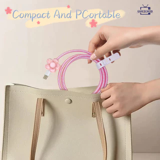 Android Type-C สายกัดสายชาร์จ Line Wrapper Organizer 4PCS ชุด Soft TPU Cover Shell เลเซอร์เกลียวอุปกรณ์เสริมสําหรับIP-gu