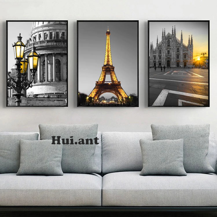 HUI ภาพติดผนัง รูปติดผนัง ภาพพิมพ์ลายธรรมชาติ ผ้าแคนวาสพิมพ์ลาย ตกแต่งห้อง