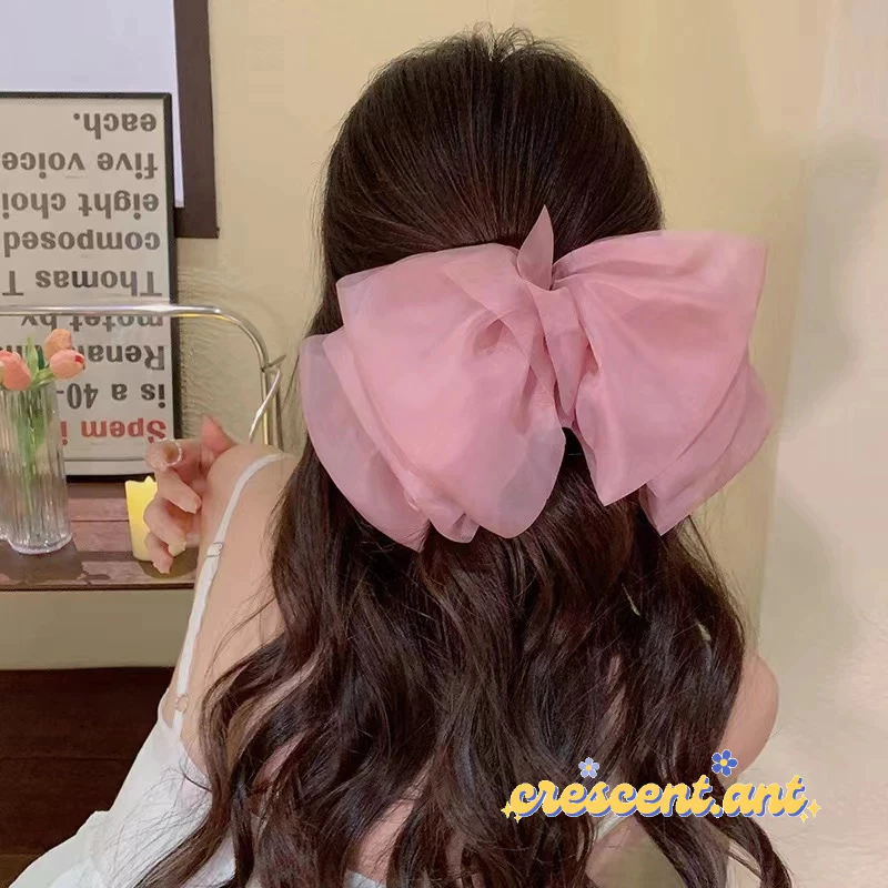 🍓CCT🍓 โบว์ประดับผม คลิปสปริงติดผม ขนาดใหญ่ 3 ชั้น ผ้าชีฟอง สไตล์เกาหลี พร้อมส่งในไทย