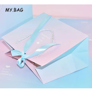 🌷🌷BAG🌷🌷 ถุงกระดาษสีพลาสเทล ใส่ของขวัญ ใส่ตุ๊กตา กระดาษหนาอย่างดี แถมโบว์ผูก