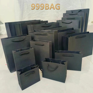 (999bag)ถุงกระดาษคราฟท์ สีดำ ถุงหูหิ้วใส่ของ สีเรียบหรูดูเเพ…