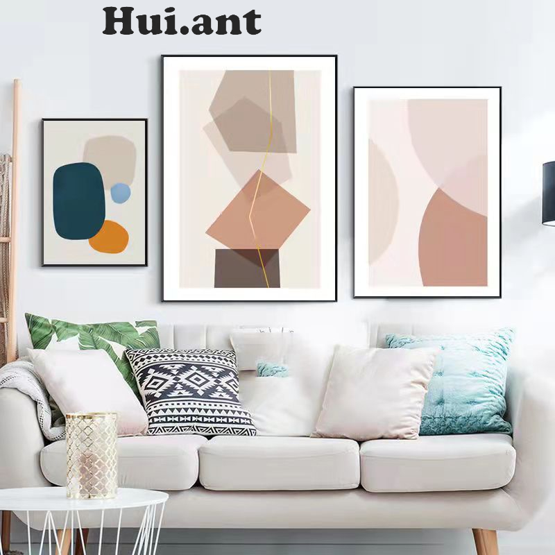 HUI ภาพติดผนัง รูปติดผนัง ภาพจิตรกรรมสมัยใหม่ abstract geometric