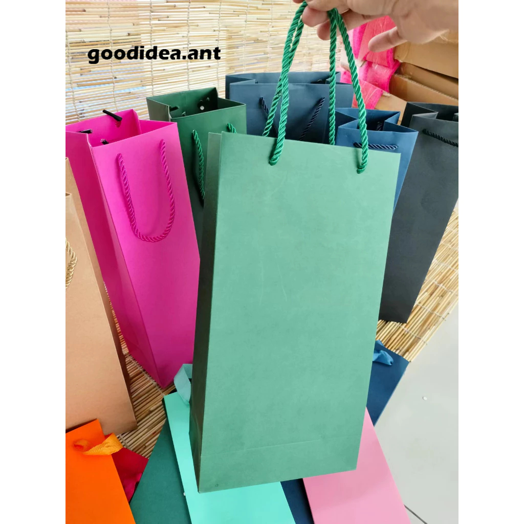 GIDA✏️ พร้อมส่ง ถุงไวน์ กระดาษใส่ขวด ถุงกระดาษคราฟท์ทรงยาวใส่ของ