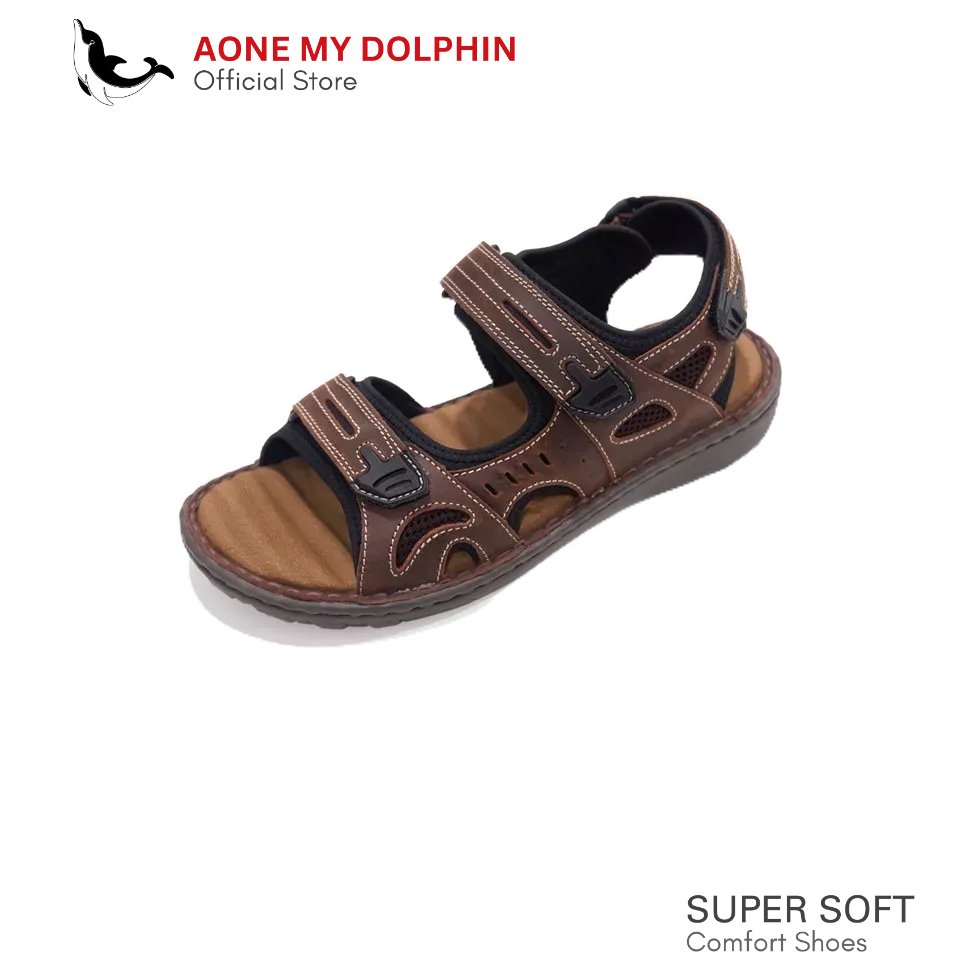 [ลิขสิทธิ์แท้] Aone My Dolphin - MD09 รองเท้าแตะหนังแท้ มีสายรัดส้น เพื่อสุขภาพ