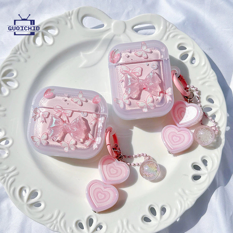 เคสป้องกันหูฟังบลูทูธ 3D Bow Earphone Caseสําหรับ AirPods 1 2 3 AirPods Pro 2 สายหูฟังป้องกันการสูญหายชุดหูฟังฝาครอบป้อง
