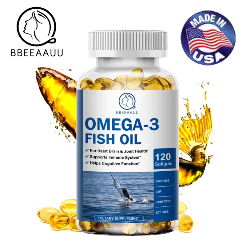 BBEEAAUU Fish Oil  120 แคปซูล โอเมก้า-3 | - ทางเลือกที่ดีต่อสุขภาพหัวใจและสมอง เสริมสร้างภูมิคุ้มกัน และทำให้ข้อต่อยืดหย