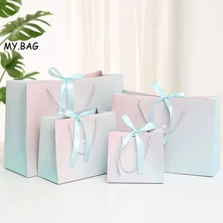 🌷🌷BAG🌷🌷 ถุงกระดาษ ถุงของขวัญ สีฟ้าชมพู สวยๆ พร้อมโบว์ผูก