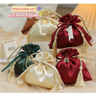 ถุงหูรูด ผ้าไหมซาติน สไตล์ญี่ปุ่น 13*15ซม.