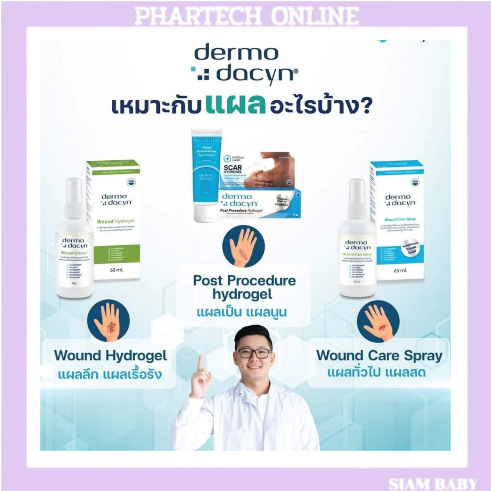 Dermodacyn Wound Hydrogel / Wound Care Spray เดอร์โมดาซิน สำหรับ แผลติดเชื้อ แผลกดทับ