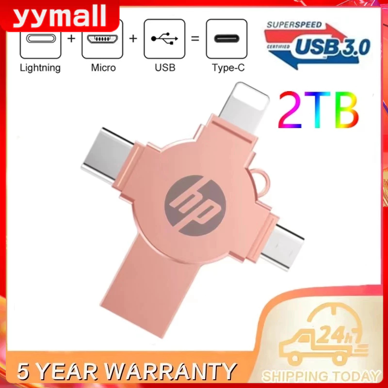 (พร้อมส่ง) แฟลชไดรฟ์ 2TB 4-in-1 USB 3.0 Type-C สําหรับ i O Sแท็บเล็ต Android สมาร์ทโฟน PC