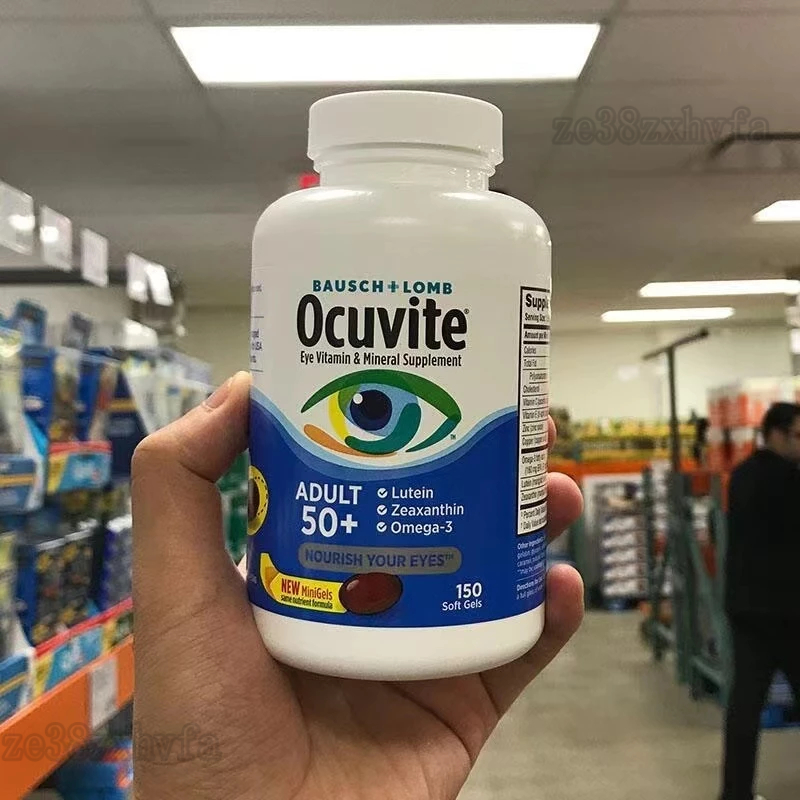 Ocuvite ผลิตภัณฑ์เสริมอาหารสำหรับดวงตาสำหรับผู้ใหญ่ 50+ Bausch & Lomb 150 เม็ด - อาหารเสริมวิตามินและแร่ธาตุสำหรับดวงตา