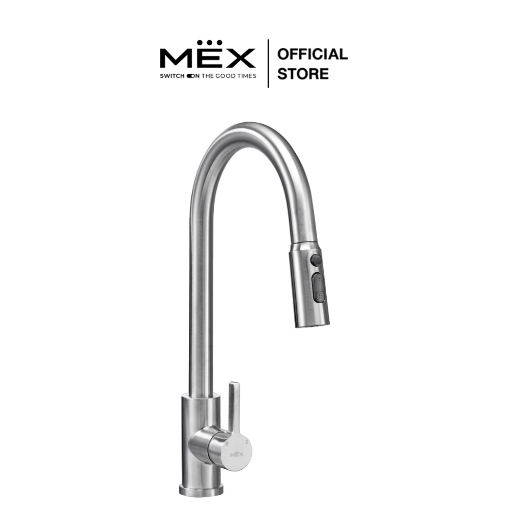 MEX ก๊อกผสมน้ำร้อน-เย็น สามารถปรับสายน้ำได้ 3 แบบ รุ่น TMS03S ชนิดติดตั้งบนเคาน์เตอร์ (สีสเตนเลส สตีล)