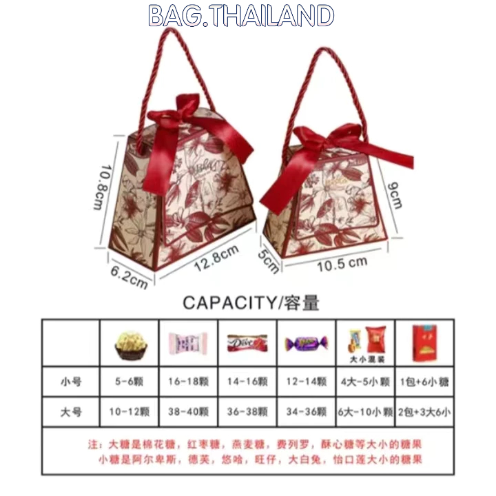 🍒bag🍒กล่องใส่ของชำร่วย กล่องของขวัญ กล่องน่ารัก ทรงเป๋า ลายดอกไม้ รุ่นใหม่ พร้อมส่งค่ะ - รูปที่ 2