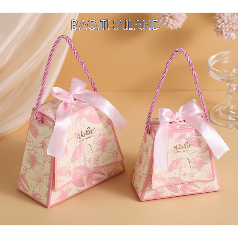 🍒bag🍒กล่องใส่ของชำร่วย กล่องของขวัญ กล่องน่ารัก ทรงเป๋า ลายดอกไม้ รุ่นใหม่ พร้อมส่งค่ะ - รูปที่ 4