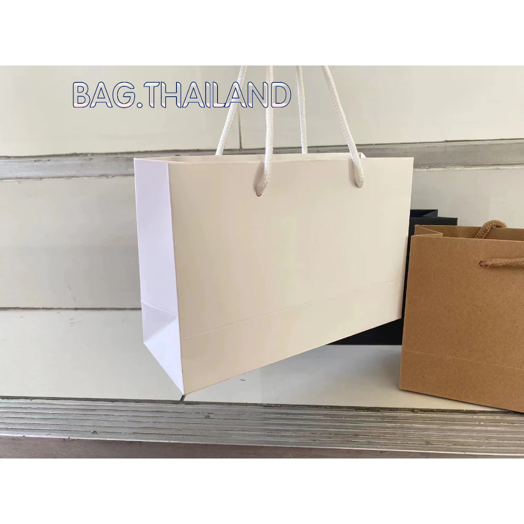 ถุงกระดาษแนวนอน รุ่น3สี ถุงใส่ของ หูหิ้วเชือก พร้อมส่ง - รูปที่ 4