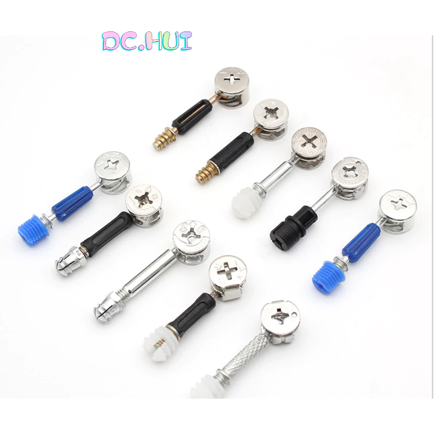 DC.HUIพร้อมส่ง ตัวยึดเฟอร์นิเจอร์ เชื่อมต่อเฟอร์นิเจอร์ปฏิบัติทนทานมั่นคงสกรูในถั่วDowelsสำหรับตู้