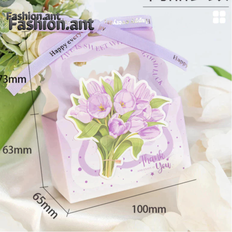 แบบใหม่ กล่องของขวัญ สำเร็จรูป ลายดอกไม้ น่ารักๆ กล่องใส่ขนม ราคาถูก