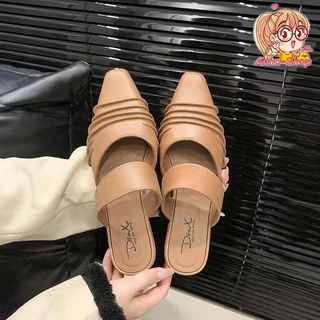 Anna shop รองเท้าแฟชั่น ปลายแหลม รองเท้าสวม เรียบหรู แฟชั่นผู้หญิง สไตล์เกาลี T329