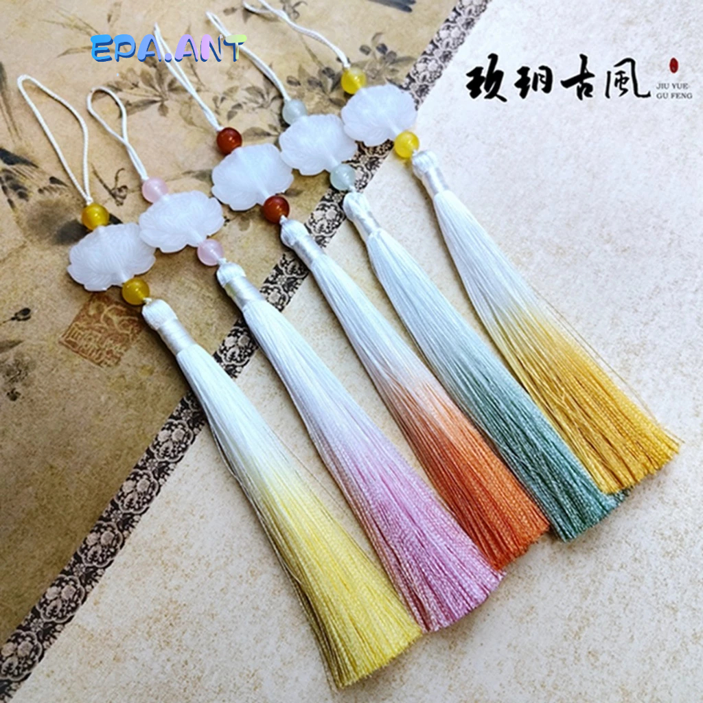 🚩EPA🚩จี้ พู่ไหม จี้หยกดอกบัว ไล่ระดับสี สไตล์จีน