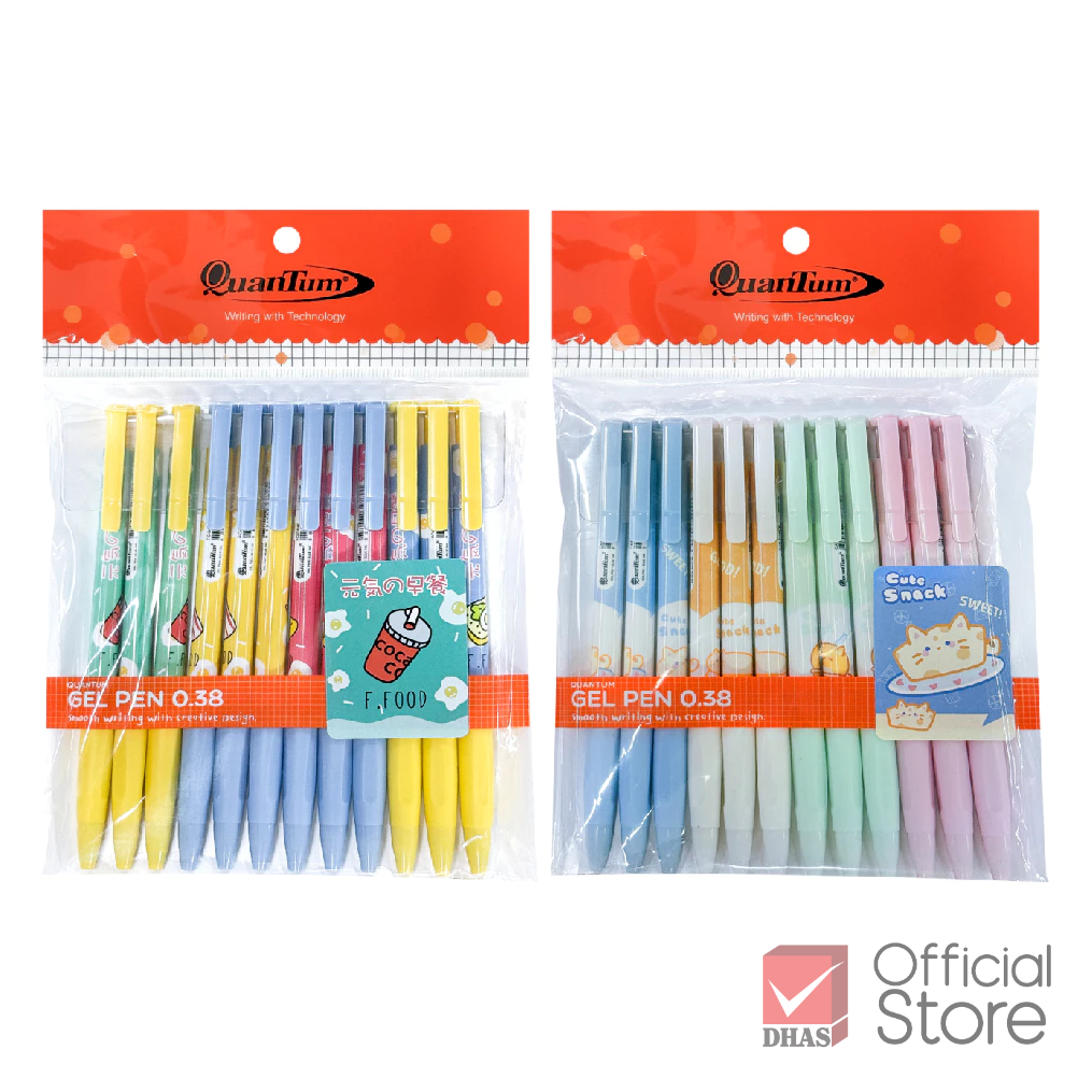 [แพ็ค 12 ด้าม] Quantum ปากกา ปากกาเจล แฟนซี 0.38 น้ำเงิน จำนวน 12 ด้าม