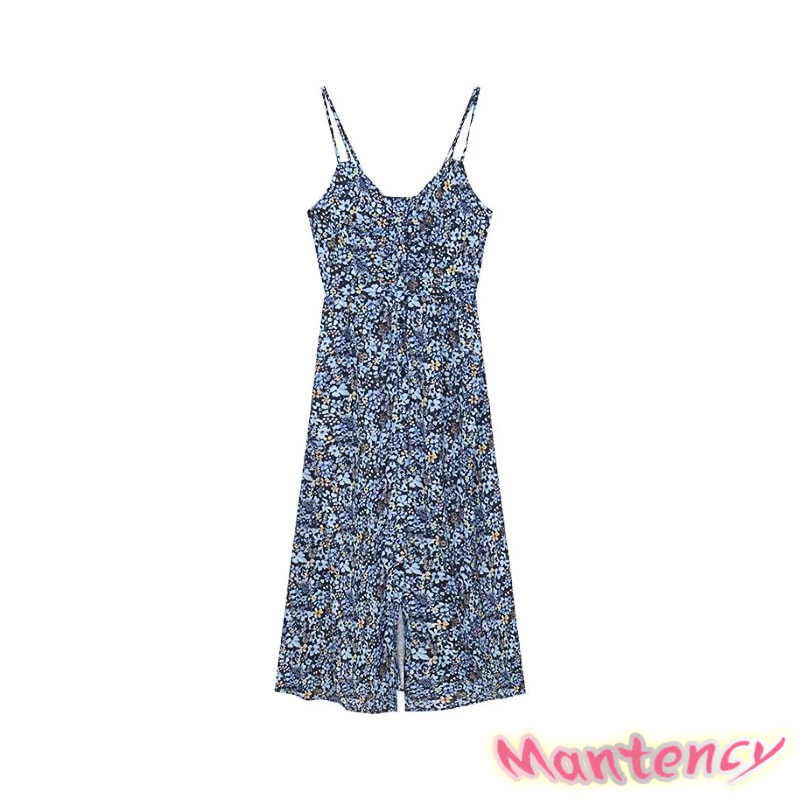 สไตล์ฝรั่งเศส ลายดอกไม้ คอวี สลิป เดรส สไตล์หวานร้อนแรง เดรส ผ่า ย้อนยุค เดรส ยาว ผู้หญิง-MTY - รูปที่ 6