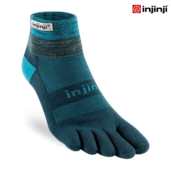 INJINJI ถุงเท้าวิ่งแยกนิ้ว TRAIL MW MiniCrew MIDNIGHT เทรลหุ้มตาตุ่ม สีมินต์ ของแท้