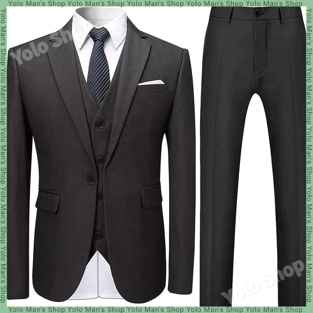 【2 ชิ้น】ชุดสูทผู้ชายเซ็ท  สูท  + กางเกงขายาว