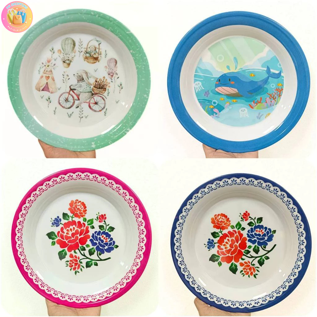 ถาดเมลามีน ขนาด 10 นิ้ว(25 เซนติเมตร) ลายดอกไม้สุดคลาสสิค สวยมาก เนื้อหนา ลายเป๊ะ ไม่มีหลุดลอก