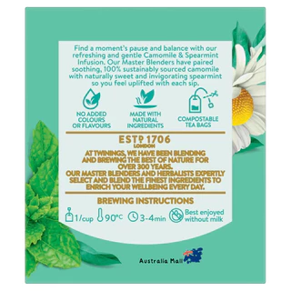 Twinings Tea Camomile & Spearmint ชา ทไวนิงส์ 1 กล่อง 10 ซอง ส่งตรงจากออสเตรเลีย