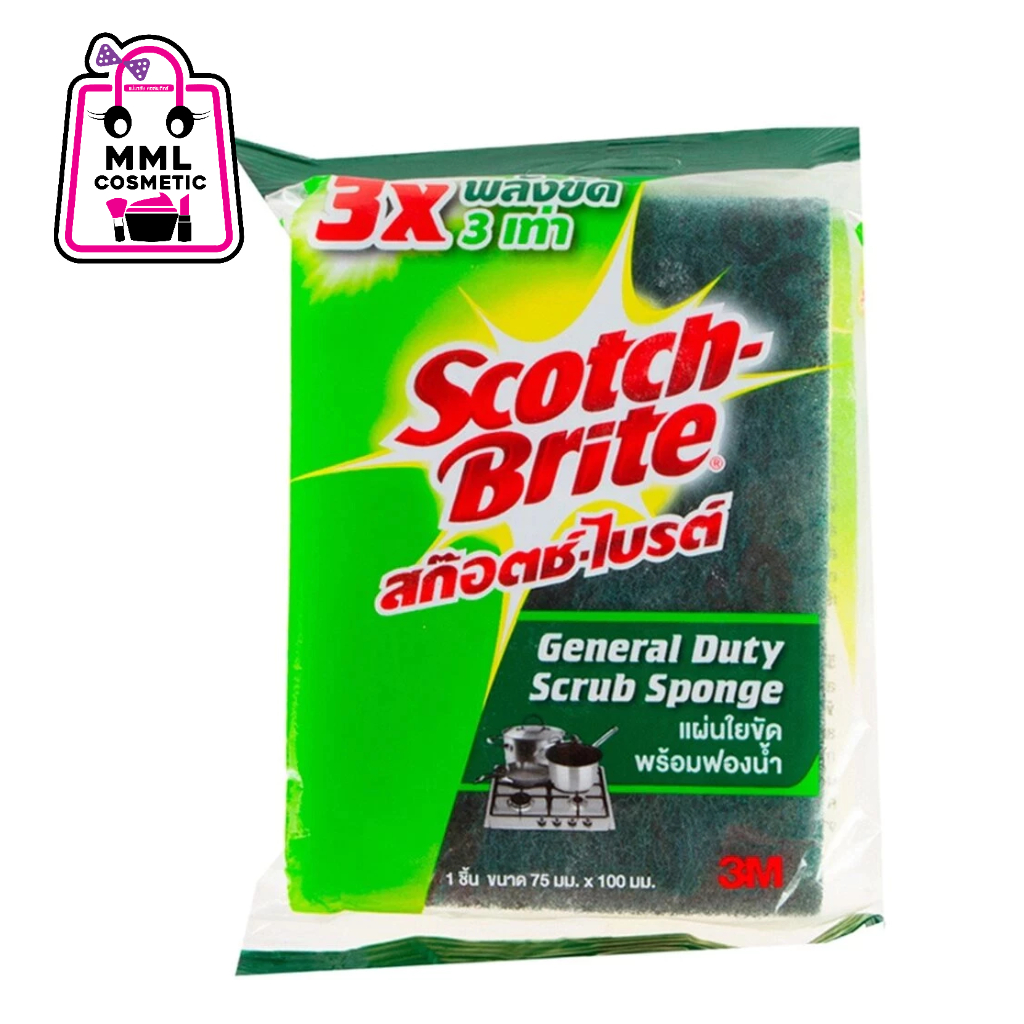 สก๊อตช์-ไบรต์ 3M แผ่นใยขัดพร้อมฟองน้ำ ขนาด 3x4 นิ้ว แพ็ค 24 ชิ้น แถม 5 ชิ้น